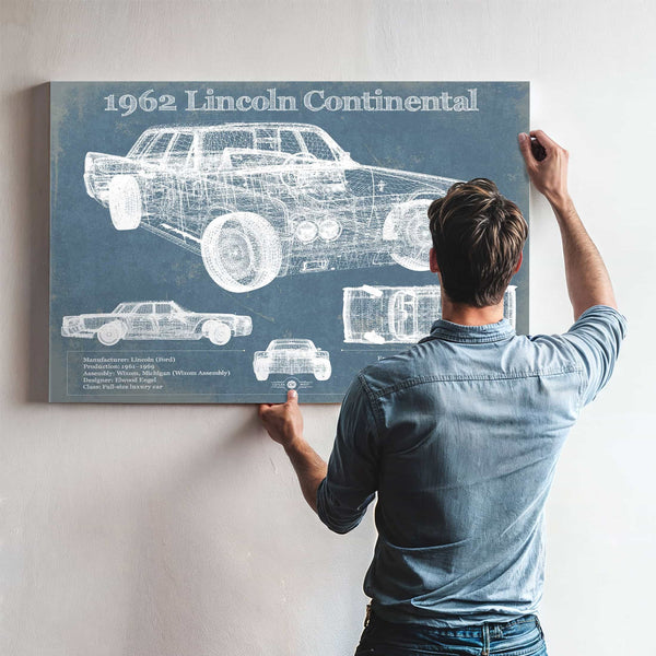 1962 Lincoln Continental Sedan Vintage Blueprint Auto Print