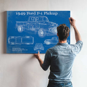 1949 Ford F-1 Pickup Vintage Blueprint Auto Print