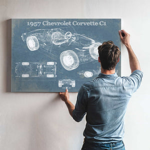 1957 Chevrolet Corvette C1 Vintage Blueprint Auto Print