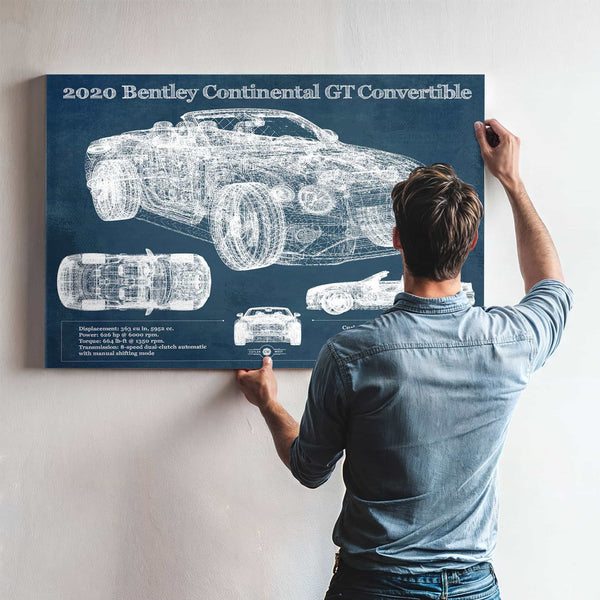 2020 Bentley Continental Gt Convertible Vintage Blueprint Auto Print
