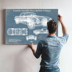 Lancia Aurelia B24 Spider (1955) Blueprint Vintage Auto Print