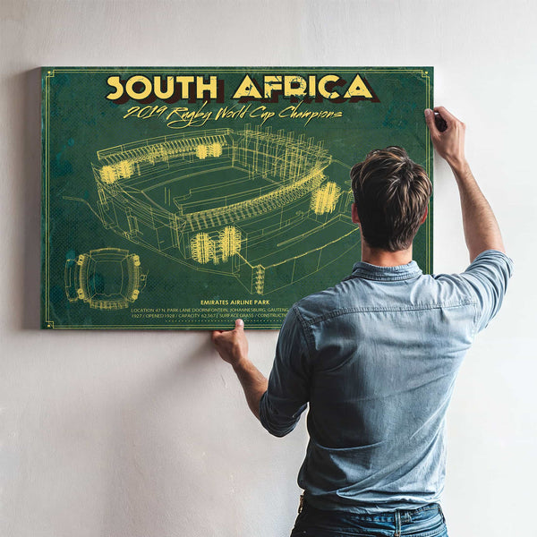 South Africa World Cup 2019 Champions - Vintage Ellis Park Stadium Print