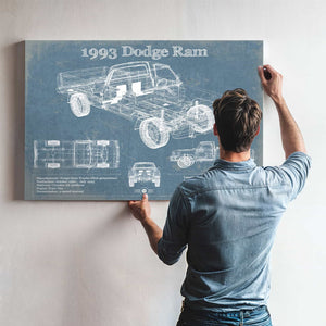 1993 Dodge RAM 150 Vintage Blueprint Auto Print
