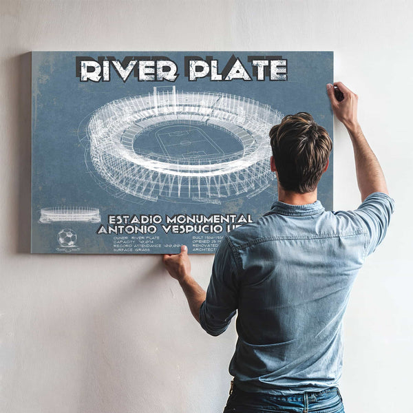 River Plate Estadio Monumental Antonio Vespucio Liberti Blueprint Soccer Print