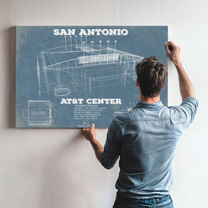 San Antonio Spurs - AT&T Center Vintage Basketball Blueprint NBA