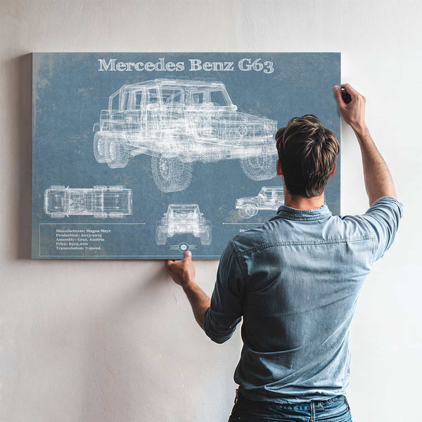 Mercedes Benz G63 Blueprint Vintage Auto Print