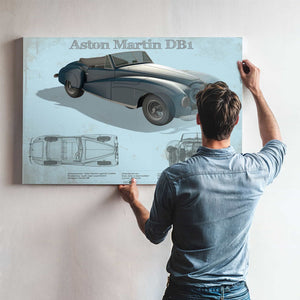 Aston Martin DB1 Blueprint Vintage Auto Print