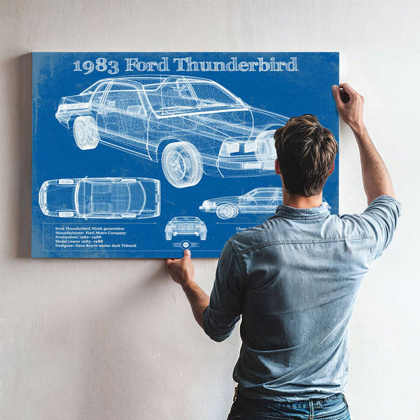 1983 Ford Thunderbird Vintage Blueprint Auto Print