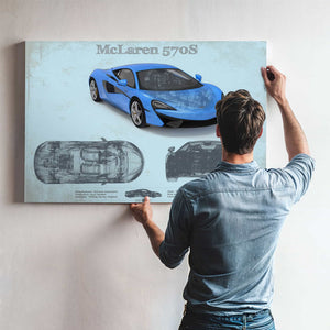 McLaren 570S Blueprint Vintage Auto Print
