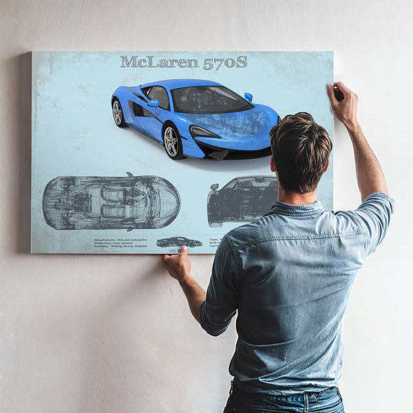 McLaren 570S Blueprint Vintage Auto Print