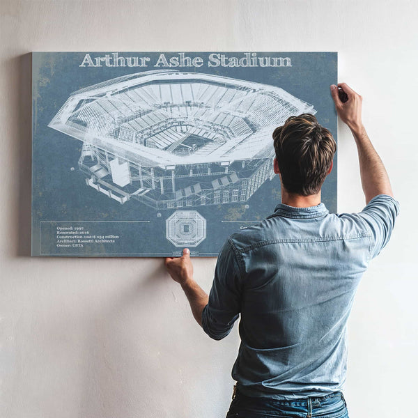 Vintage Arthur Ashe US Open Tennis Blueprint Art