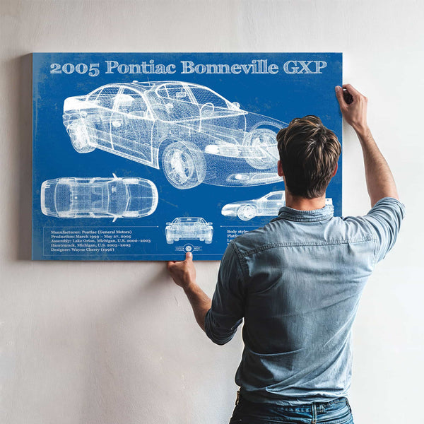 2000 - 2005 Pontiac Bonneville GXP Blueprint Vintage Auto Print