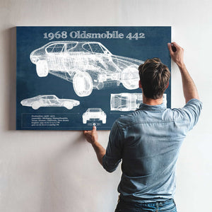 1968 Oldsmobile 442 Vintage Blueprint Auto Print