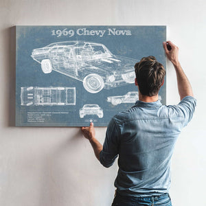 1969 Chevrolet Nova SS Blueprint Vintage Auto Patent Print