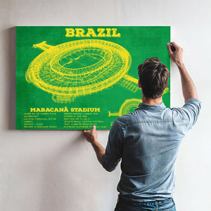 Brazil National Football Team Vintage MaracanÃ£ Stadium Soccer Print
