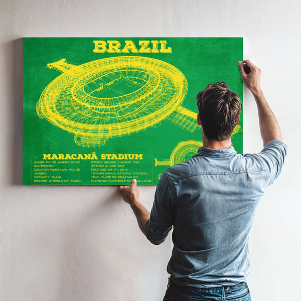 Brazil National Football Team Vintage MaracanÃ£ Stadium Soccer Print