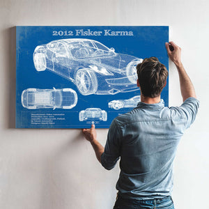 2012 Fisker Karma Blueprint Vintage Auto Print