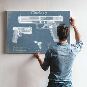 Glock 17 Blueprint Vintage Gun Print