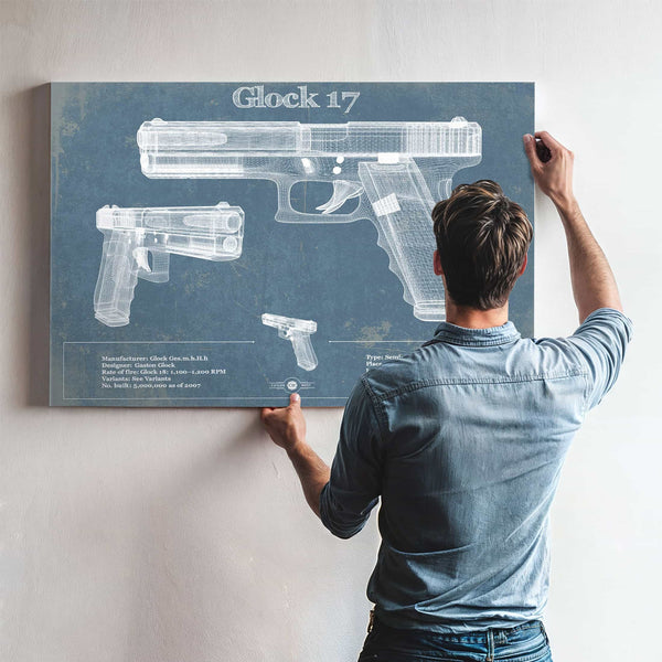 Glock 17 Blueprint Vintage Gun Print