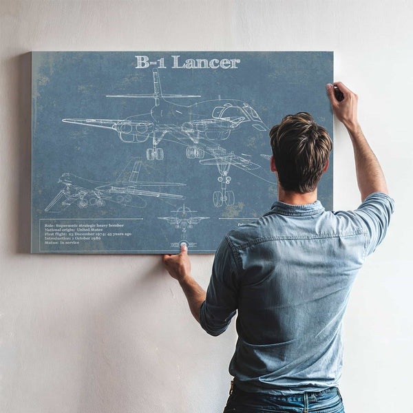 B-1 Bomber Patent Blueprint Original Military Wall Art