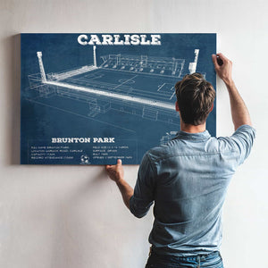 Carlisle United F.C. Brunton Park Blueprint Vintage Soccer Print