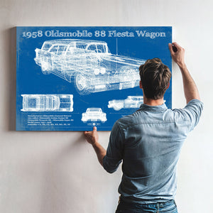 1958 Oldsmobile 88 Fiesta Wagon Vintage Blueprint Auto Print