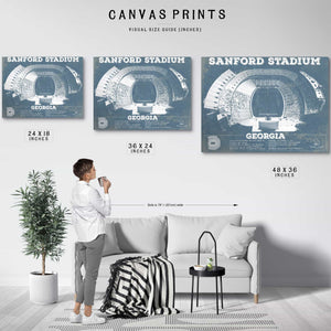 Georgia Bulldogs Football Team Colors - Sanford Stadium Vintage Football Blueprint Art Print