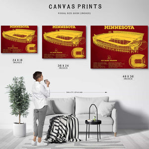 Minnesota Gophers - Vintage TCF Bank Stadium  Blueprint Art Print