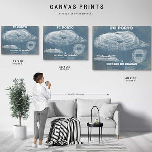 F.C. Porto Estadio Do Dragao Stadium Blueprint Vintage Soccer Print