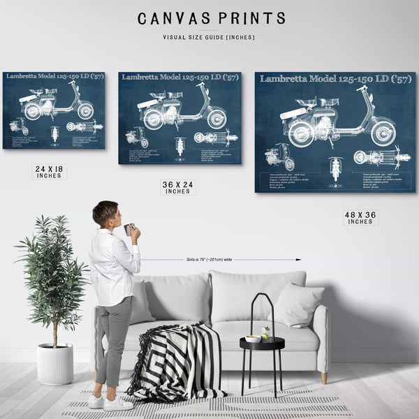 Lambretta Model 125 150 LD ('57) Vintage Blueprint Motorcycle Print