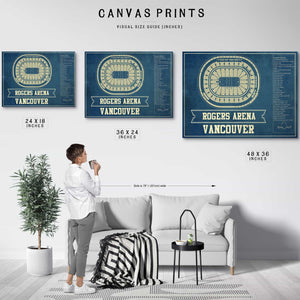 Vancouver Canucks Team Colors - Rogers Arena Vintage Hockey Blueprint NHL Print