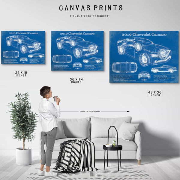 2010 Chevrolet Camaro Vintage Blueprint Auto Print