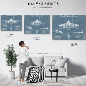 McDonnell Douglas F-15E Strike Eagle Vintage Aviation Blueprint Military Print - Custom Name and Squadron Text