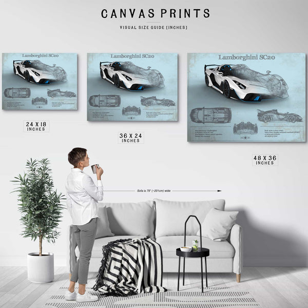 Lamborghini Sc20 Blueprint Vintage Auto Print