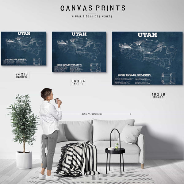 Utah Utes Wall Art - Vintage Rice–Eccles StadiumBlueprint Art Print