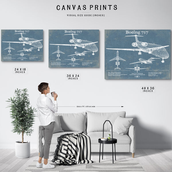 Boeing 717 Vintage Aviation Blueprint Print - Custom Pilot Name Can Be Added