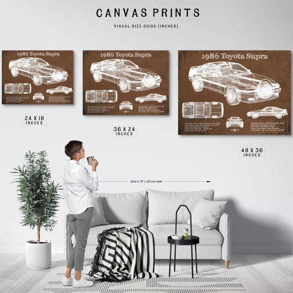 1986 Toyota Supra Vintage Blueprint Auto Print