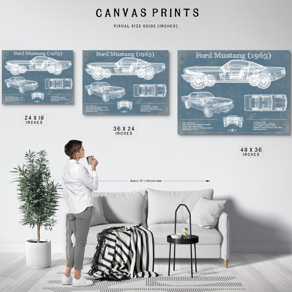 Ford Mustang 1963 Original Blueprint Art