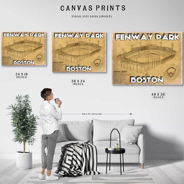 Vintage Brown Boston Red Sox - Vintage Fenway Park Baseball Print