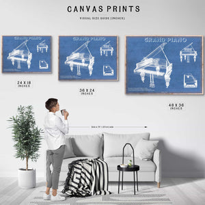 Grand Piano Musical Instrument Original Blueprint Art
