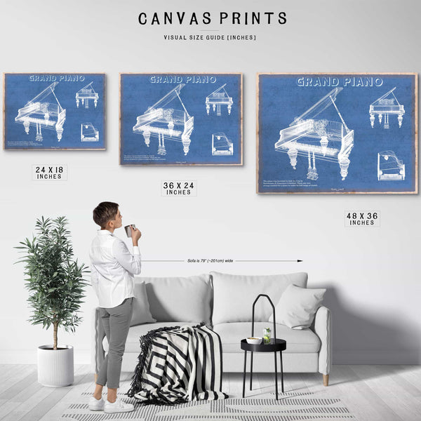 Grand Piano Musical Instrument Original Blueprint Art