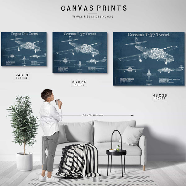 Cessna T-37 Tweet Trainer Aircraft Original Blueprint Art
