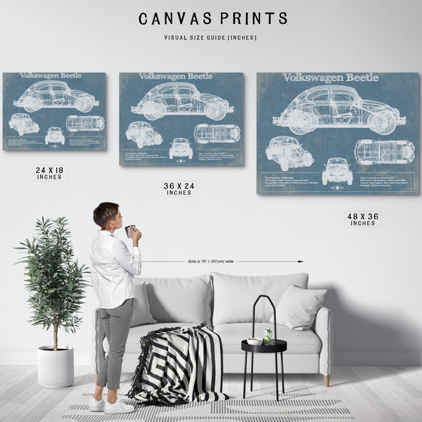 Volkswagen Beetle Blueprint Vintage Auto Print
