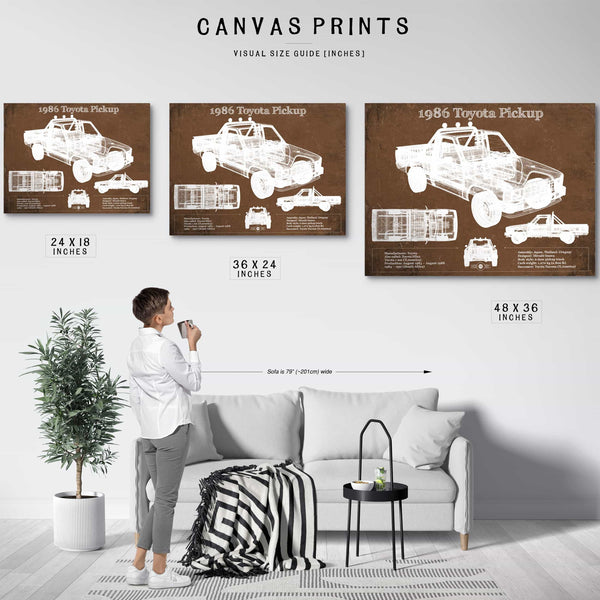 1986 Toyota Hilux Pickup Vintage Blueprint Auto Print