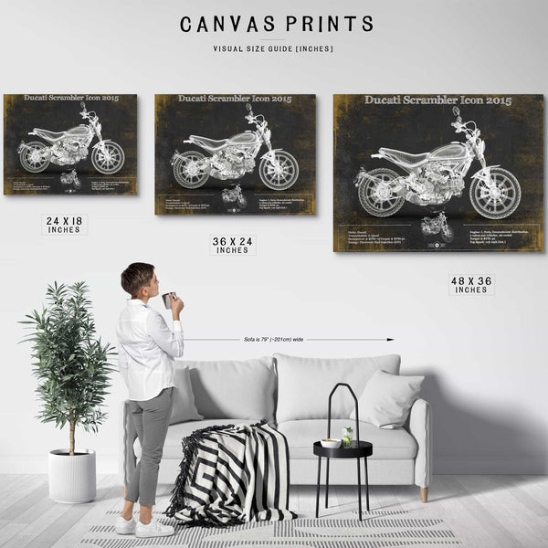Ducati Scrambler Icon 2015 Vintage Blueprint Motorcycle Patent Print