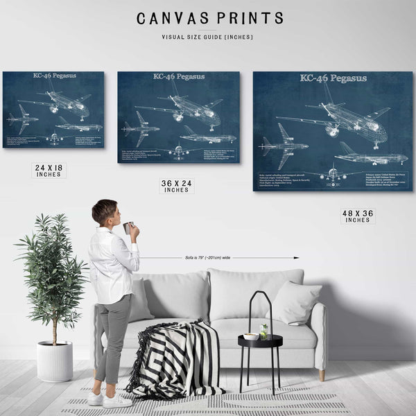 Boeing KC-46 Pegasus Vintage Aviation Blueprint Print - Custom Pilot Name Can Be Added