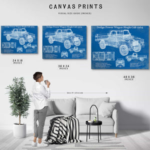 Dodge Power Wagon Single Cab 1964 Vintage Blueprint Auto Print
