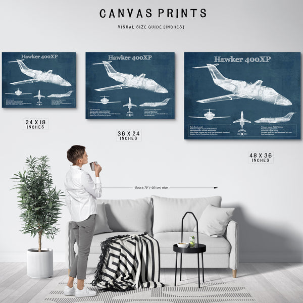 Hawker 400XP Vintage Blueprint Airplane Print