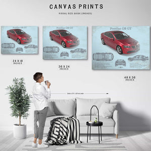 Pontiac G8 Gt Sport Red Metallic Blueprint Vintage Auto Print