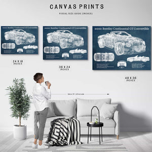 2020 Bentley Continental Gt Convertible Vintage Blueprint Auto Print